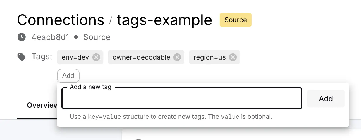 Screenshot of the tags dialog