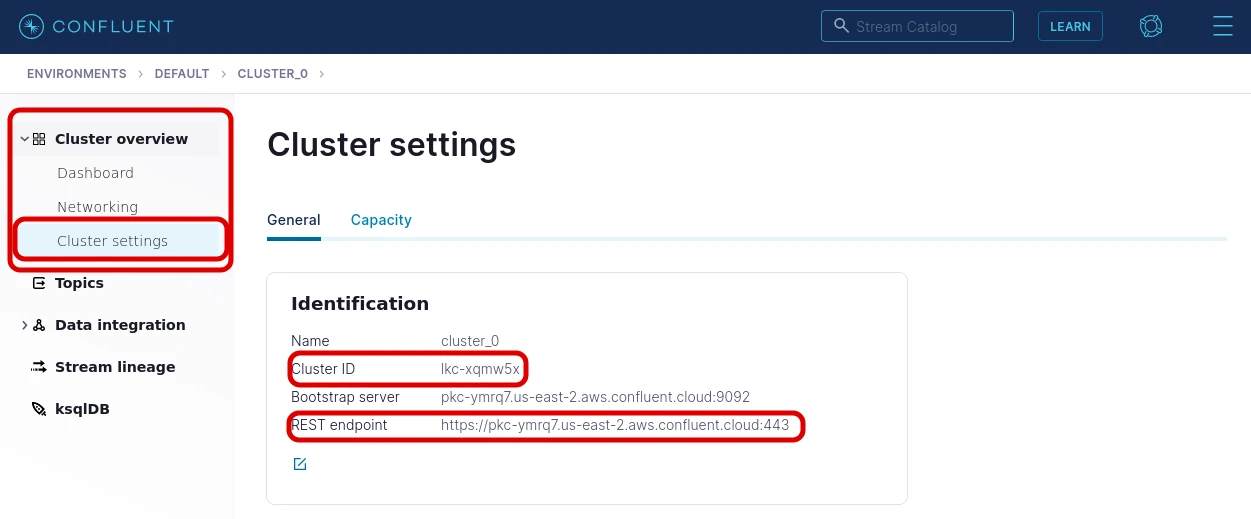 This image shows the Cluster settings page under the Cluster overview tab. On the Cluster settings page